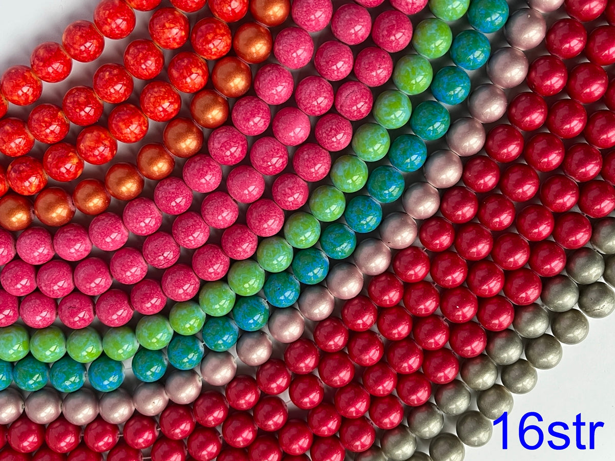 16str 12mm multi color mashan jade round beads sales pack