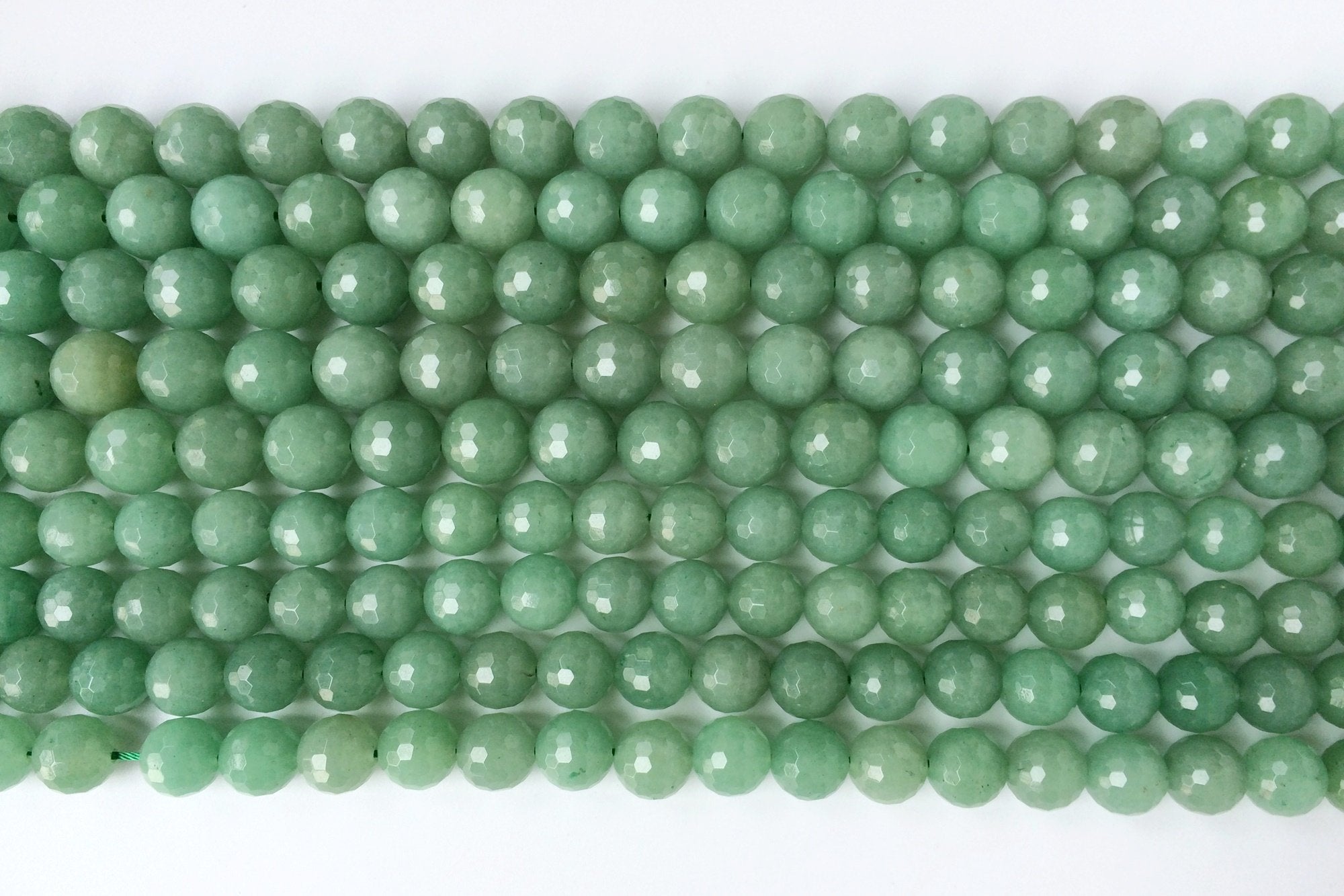 15.5" 12mm4mm Natural green aventurine round faceted beads