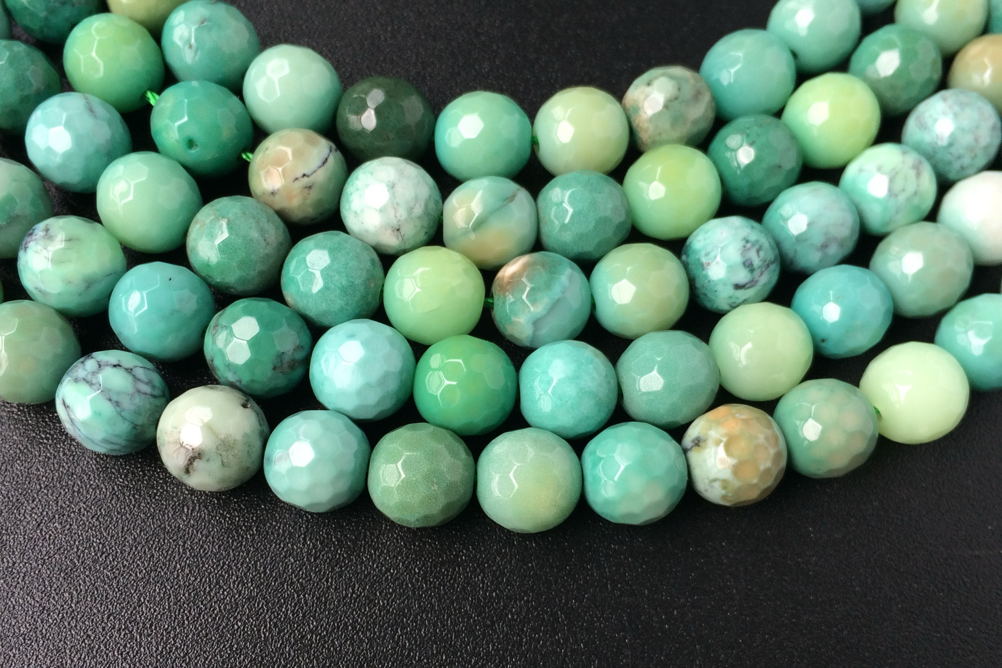 15.5" Natural Moss Green Opal 10mm/12mm/14mm round 128 faceted beads, Natural Green gemstone