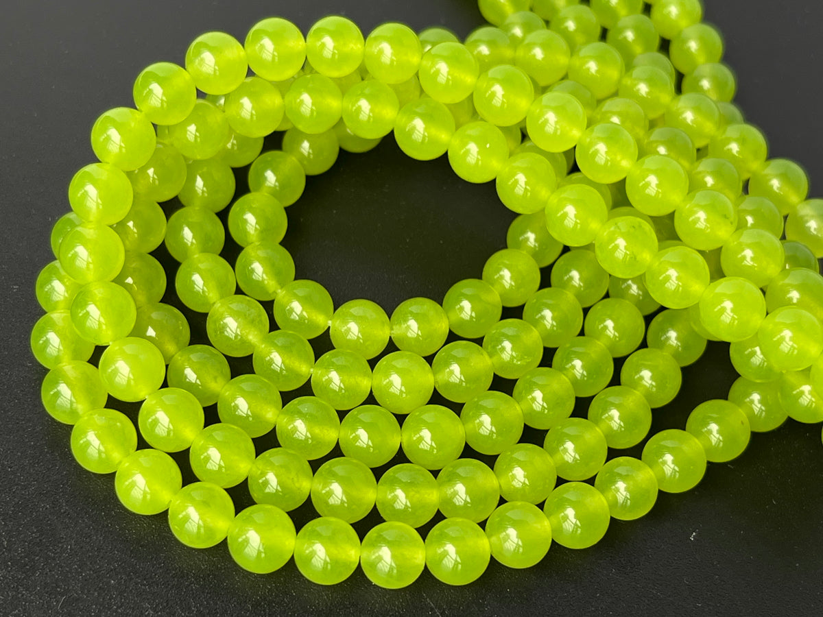 15" 6mm Light yellow green Malaysian jade Round beads