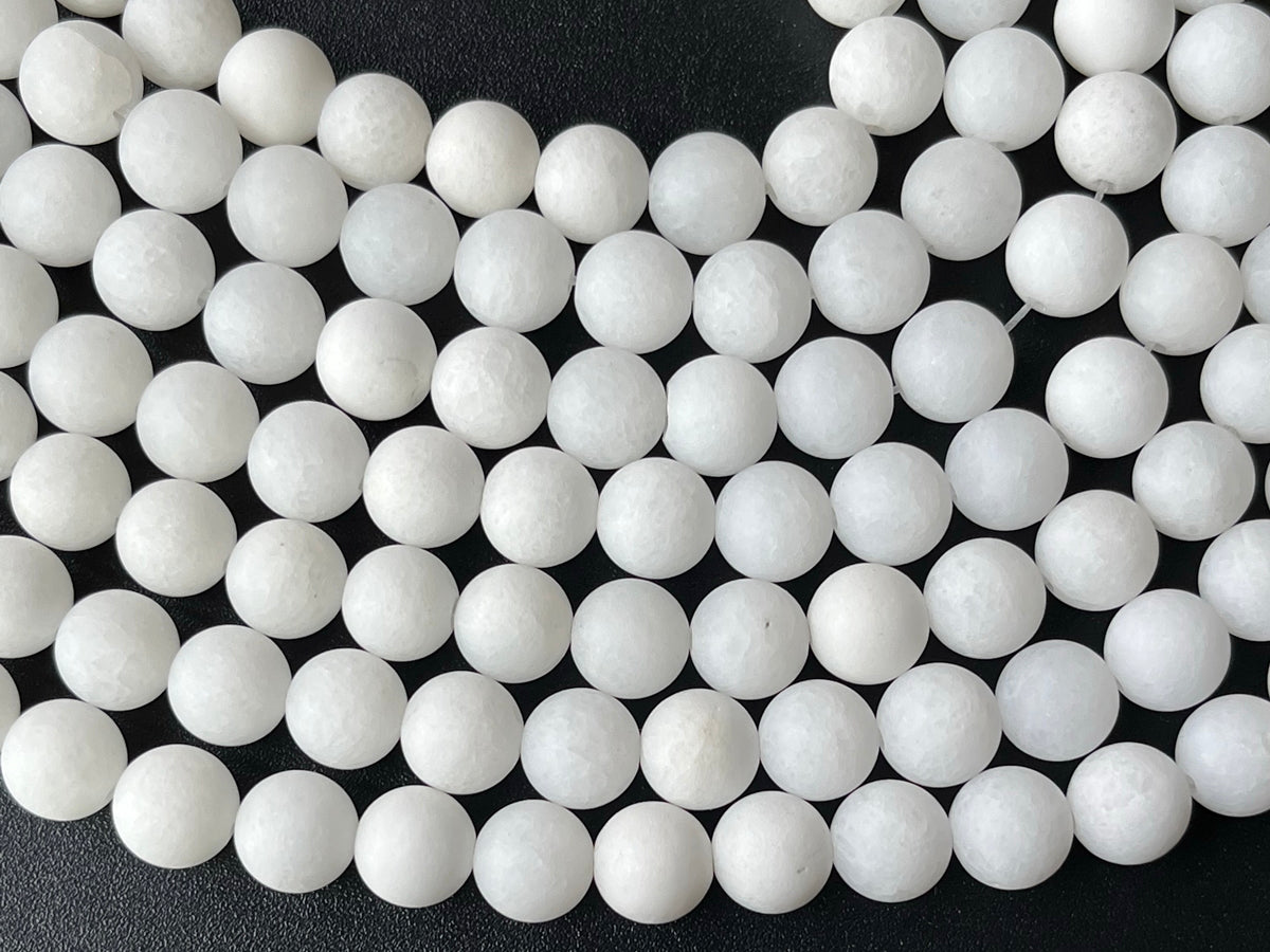 15.25" 6mm matte white dyed jade Round beads
