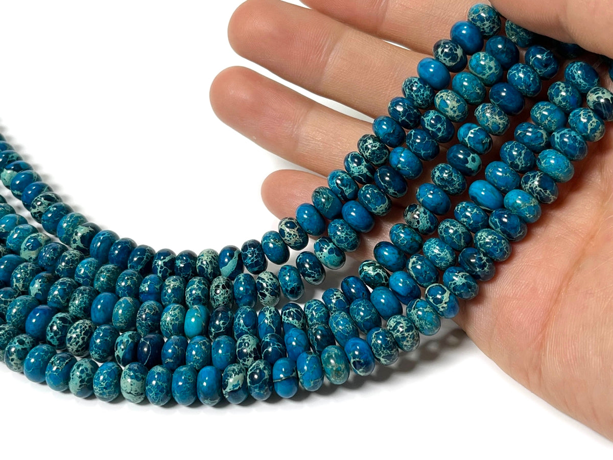 15.5" 5x8mm blue emperor jasper/Sea Sediment rondelle/roundel beads