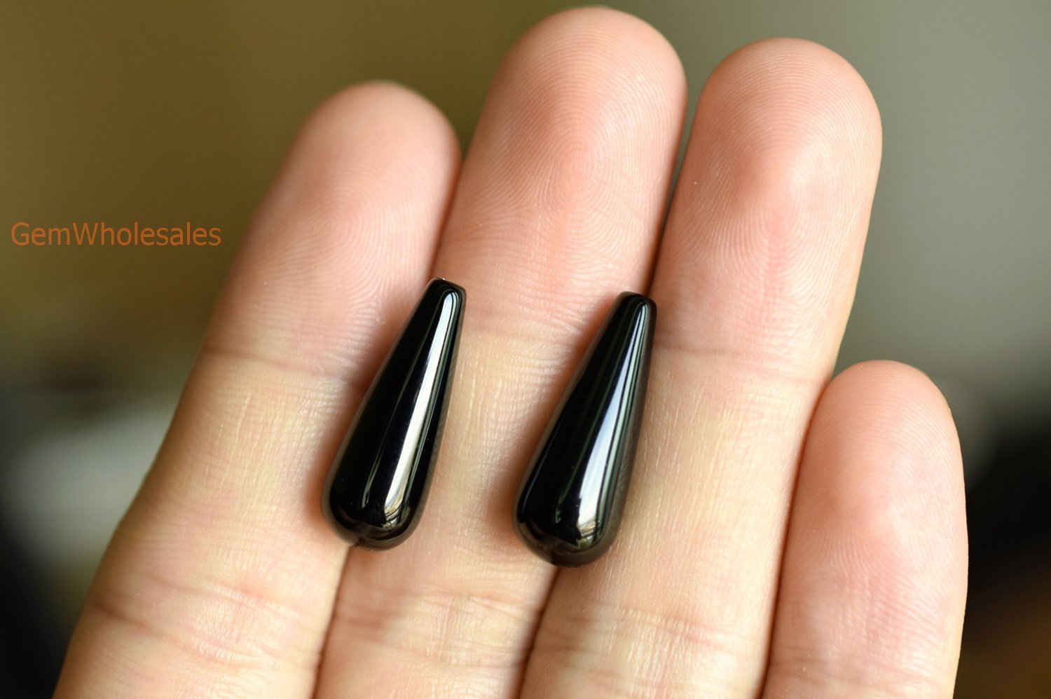 Black Agate - Teardrop- beads supplier