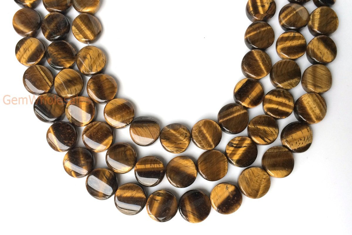 15.5" 16mm yellow tiger eye twisted coin, yellow tiger eye wave coin,semi precious stone
