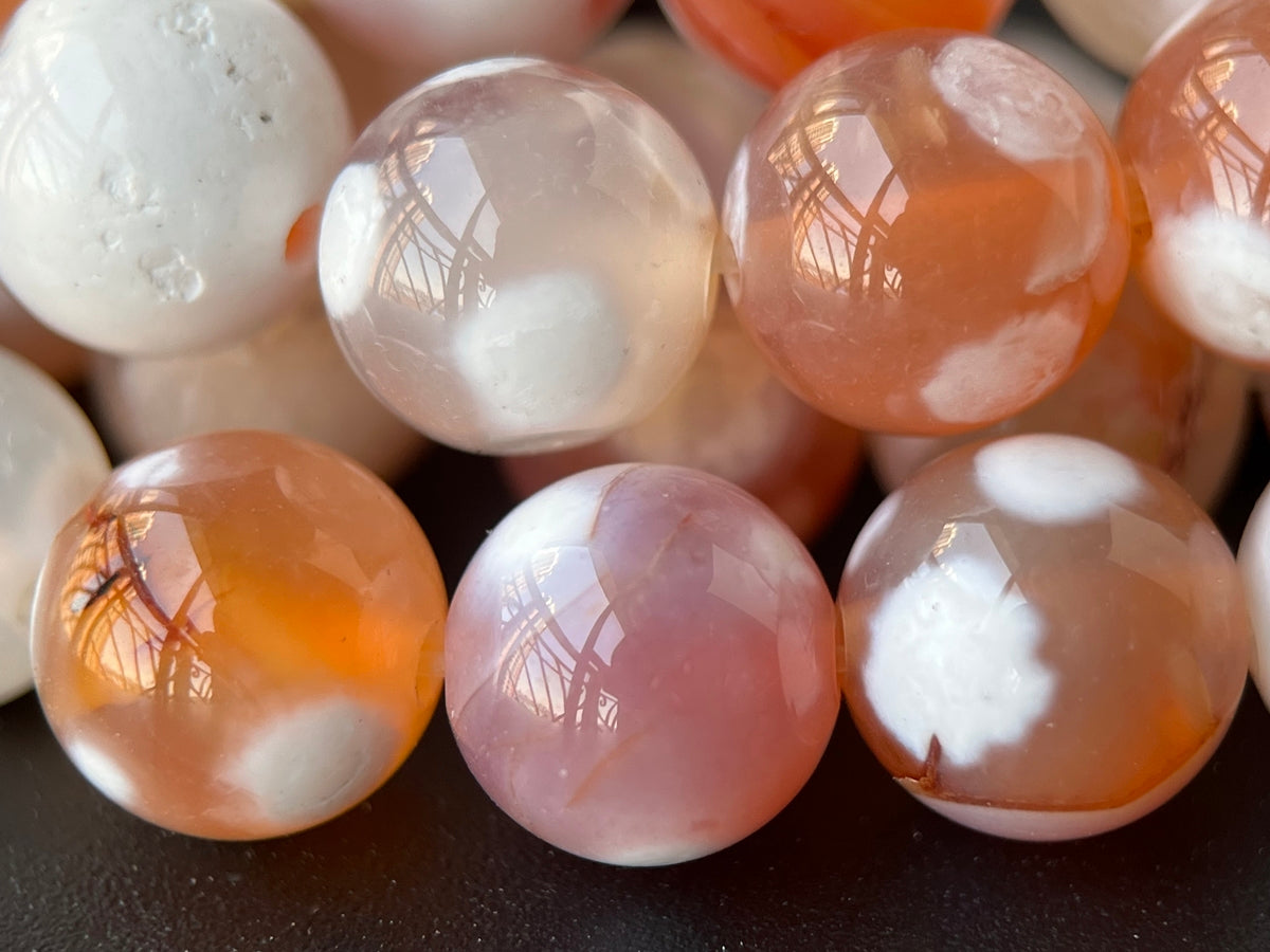 15" 10mm red white Dream Fire agate  multi color round beads