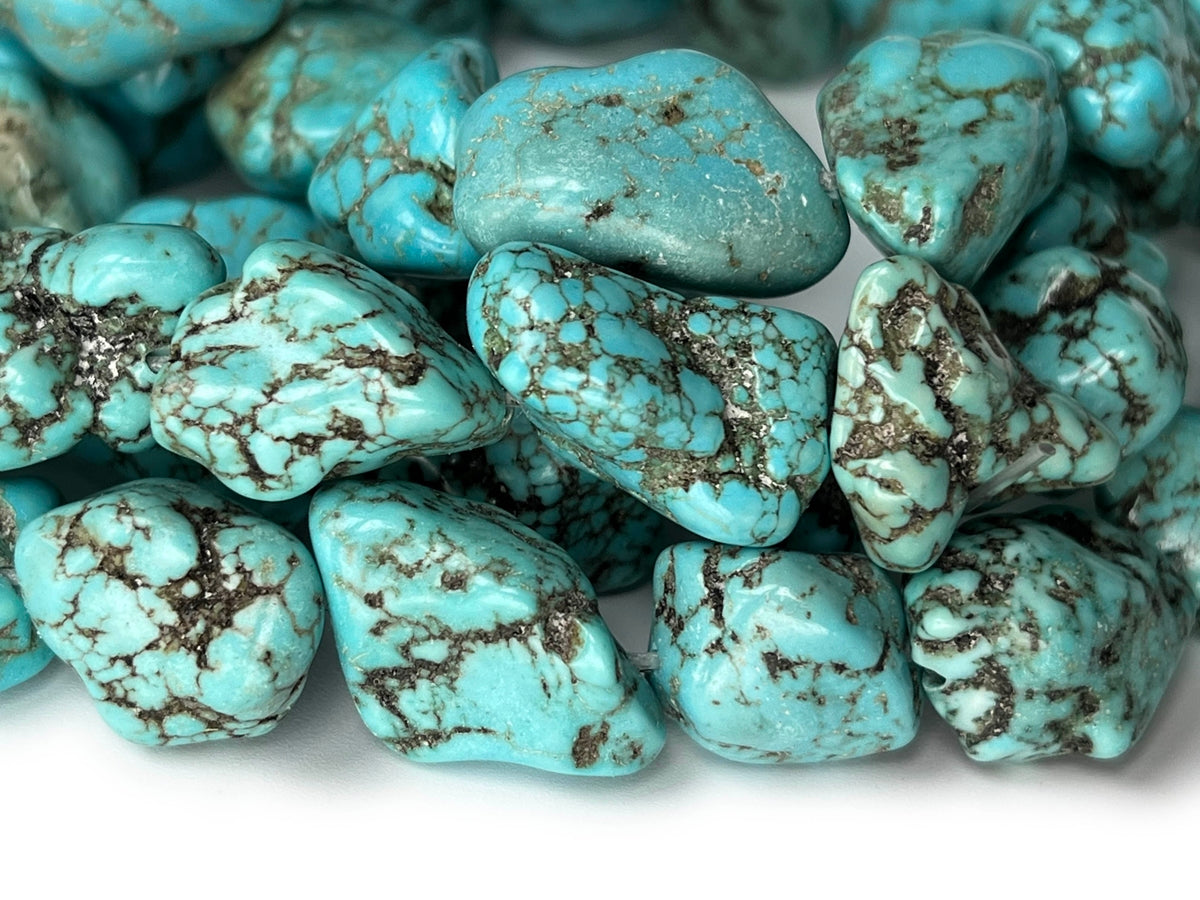 15.5" Blue howlite stone nugget ~8~12x12~18mm beads