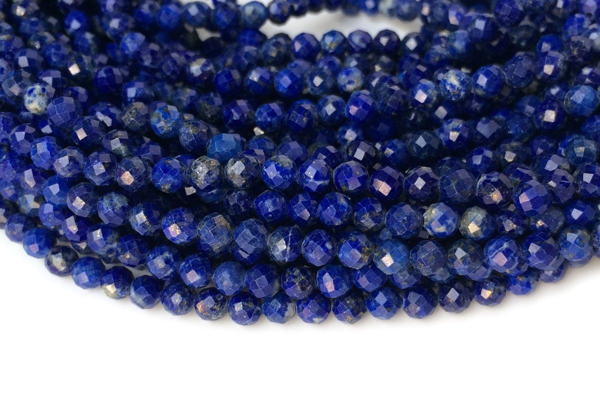 15.5" A natural Lapis lazuli stone 4mm round faceted beads Q3