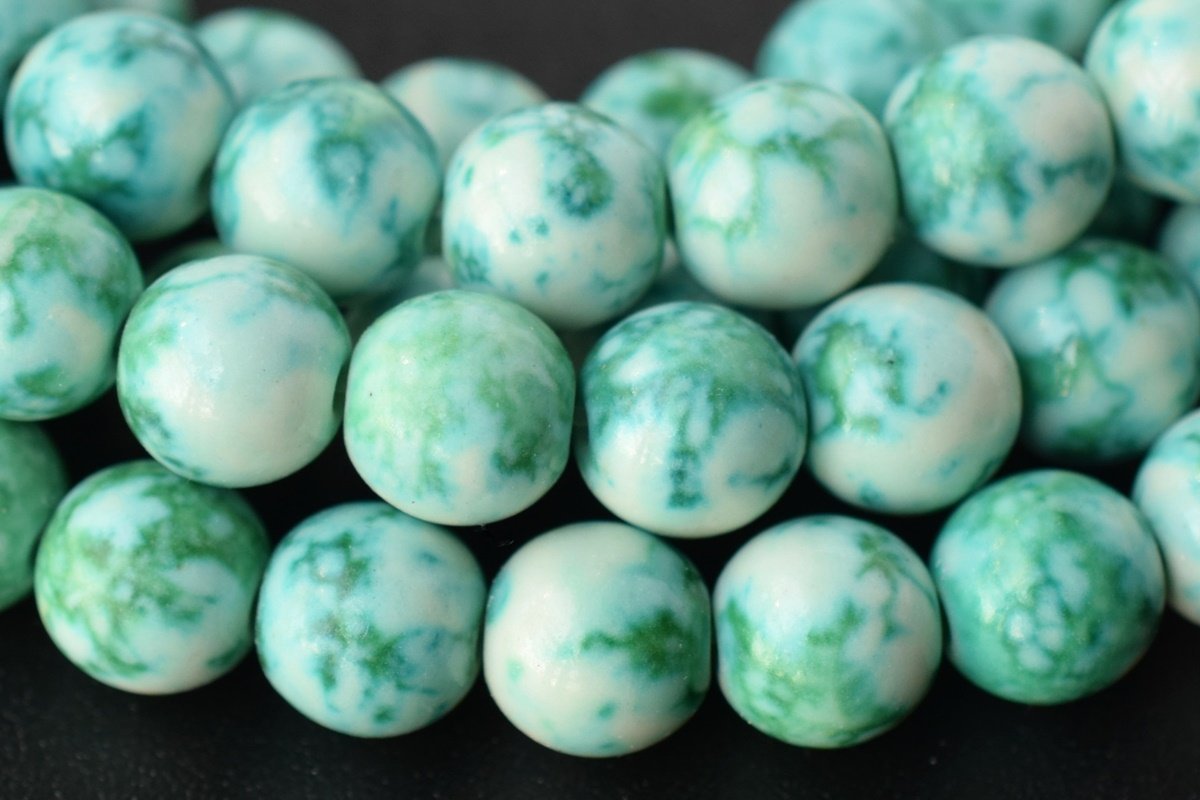 15.5" 8mm Dyed green rain flower stone,mix color rain flower jasper beads