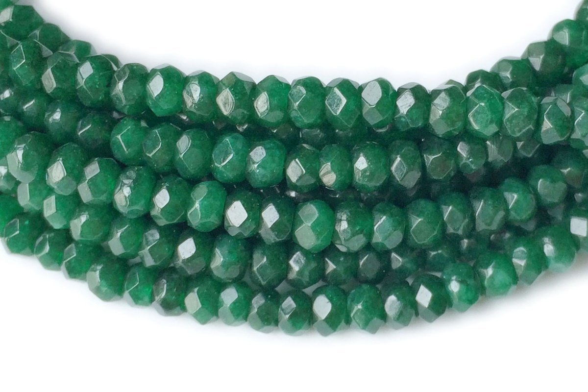 14.5" 2x4mm green dyed jade Rondelle faceted gemstone beads