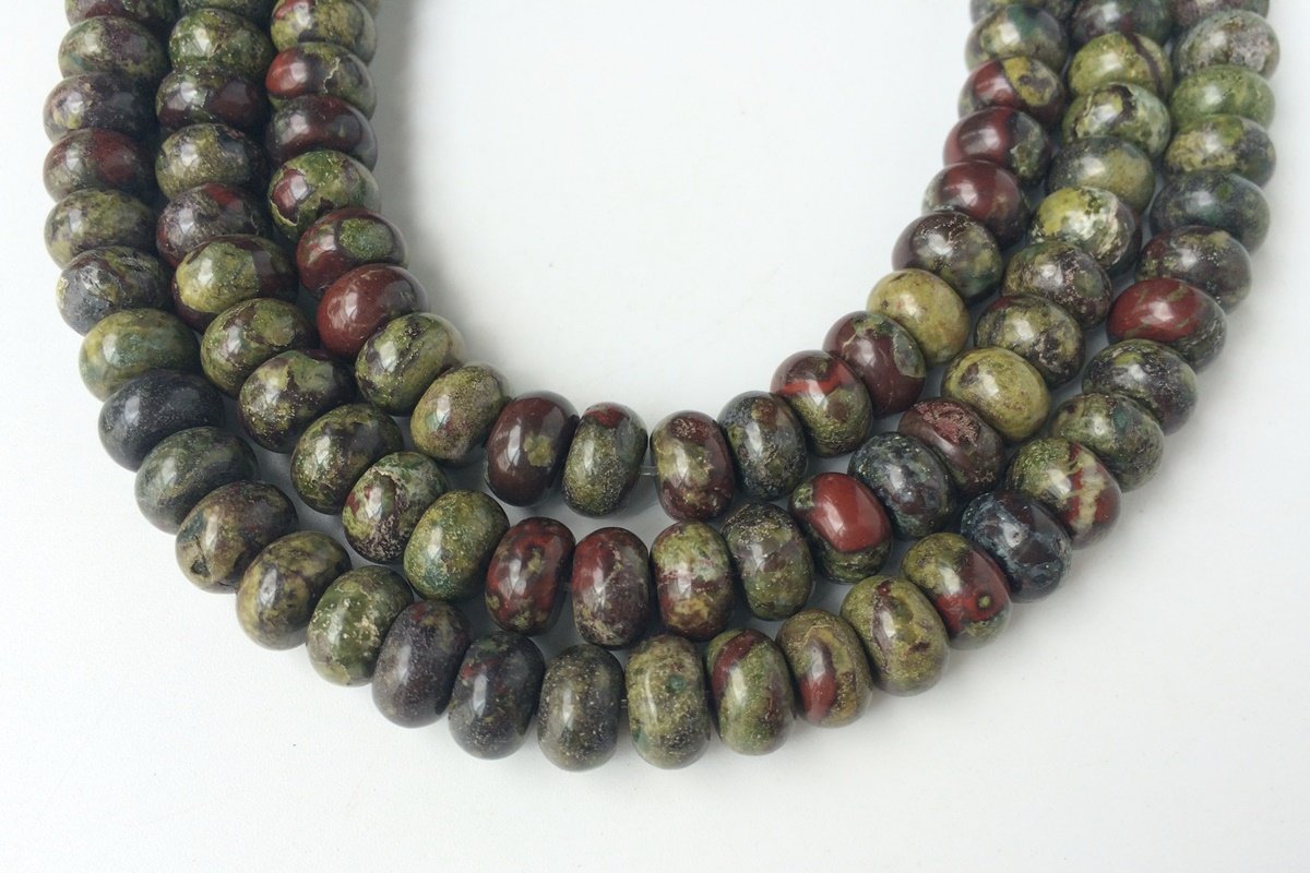 15.5" 5x8mm natural Dragon blood Jasper roundel/rondelle beads, semi-precious stone