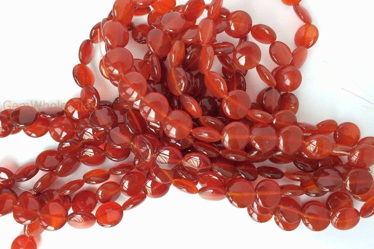 15.5" 12mm/14mm red Agate Coin beads Gemstone