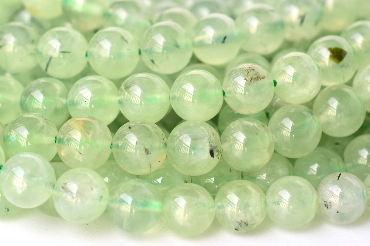 15.5" 6mm Natural green prehnite stone Round beads A