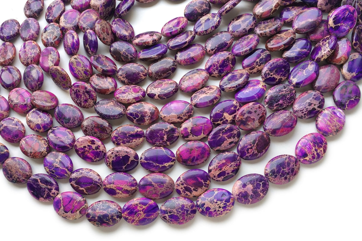 15.5" 18x25mm purple Sea Sediment oval beads,emperor jasper oval beads,impression jasper, Aqua Terra Jasper