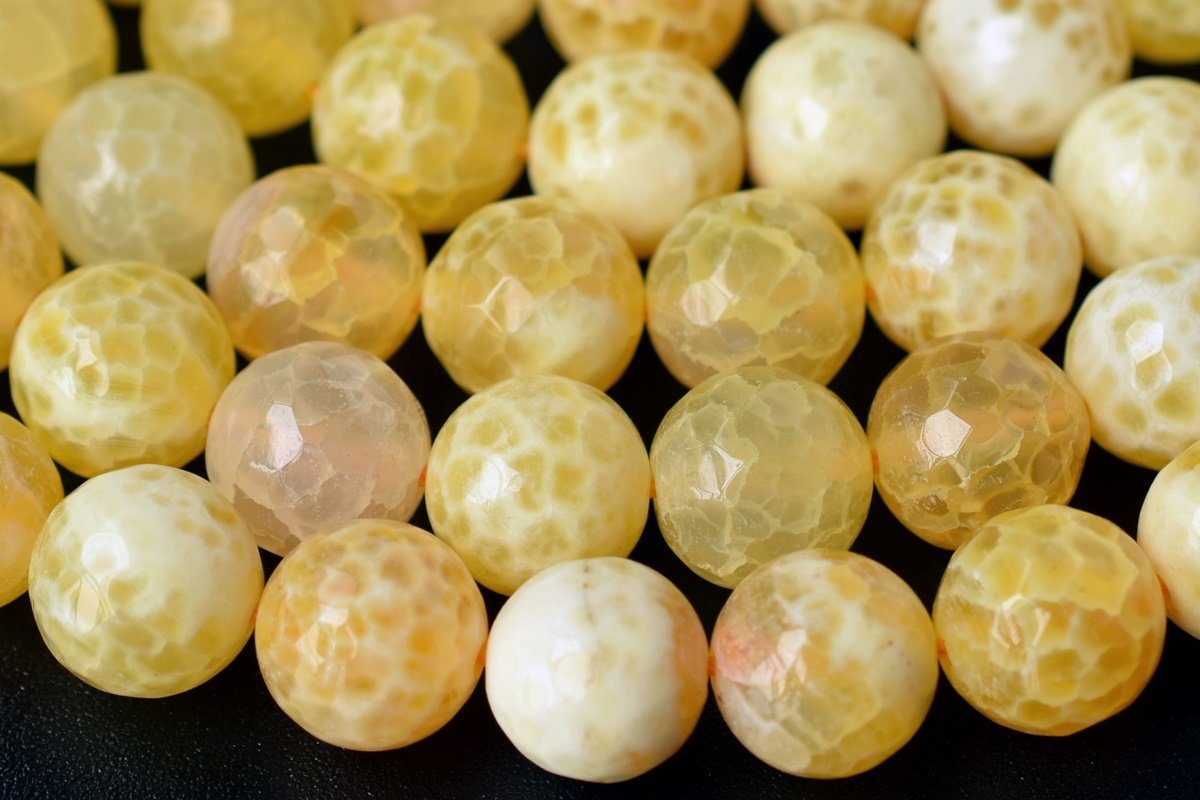 15" 8mm/10mm/12mm yellow fire Agate Round beads Gemstone