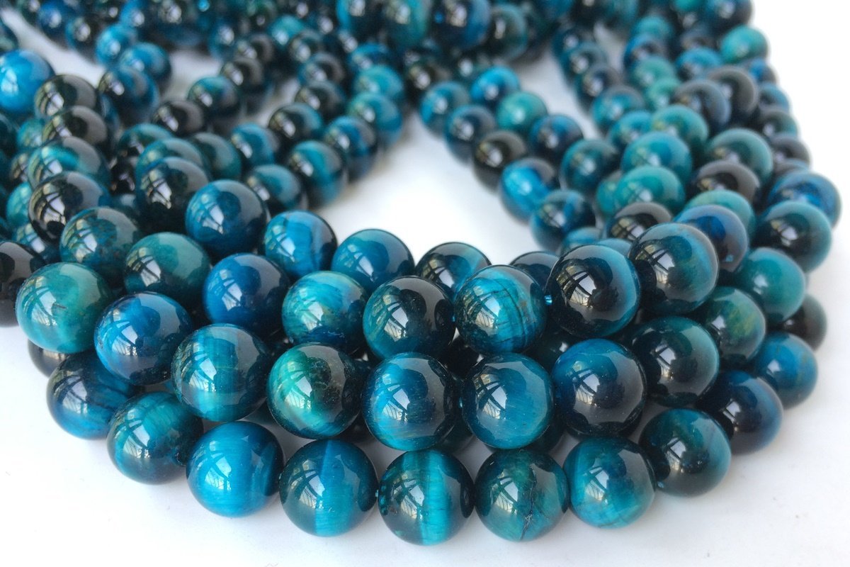 15.5" 8mm/10mm/12mm light ocean Blue tiger eye stone round beads