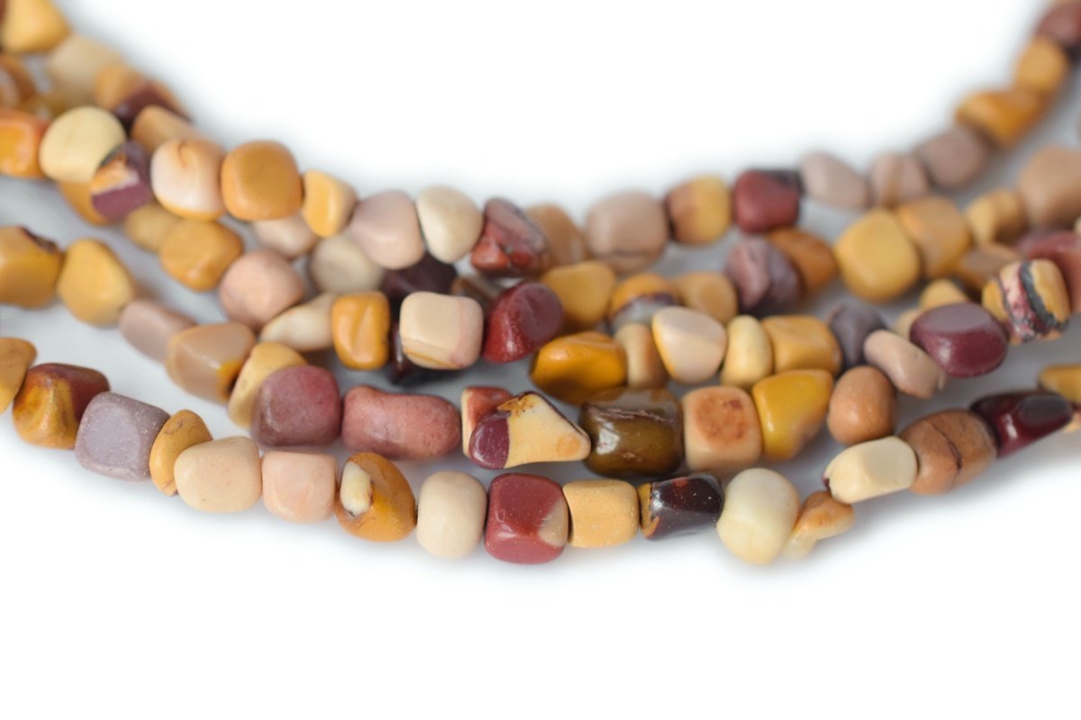 15.5" 3~5mm Natural mookaite pebbles beads, potato beads,small nugget,Yellow Red color,moukaite