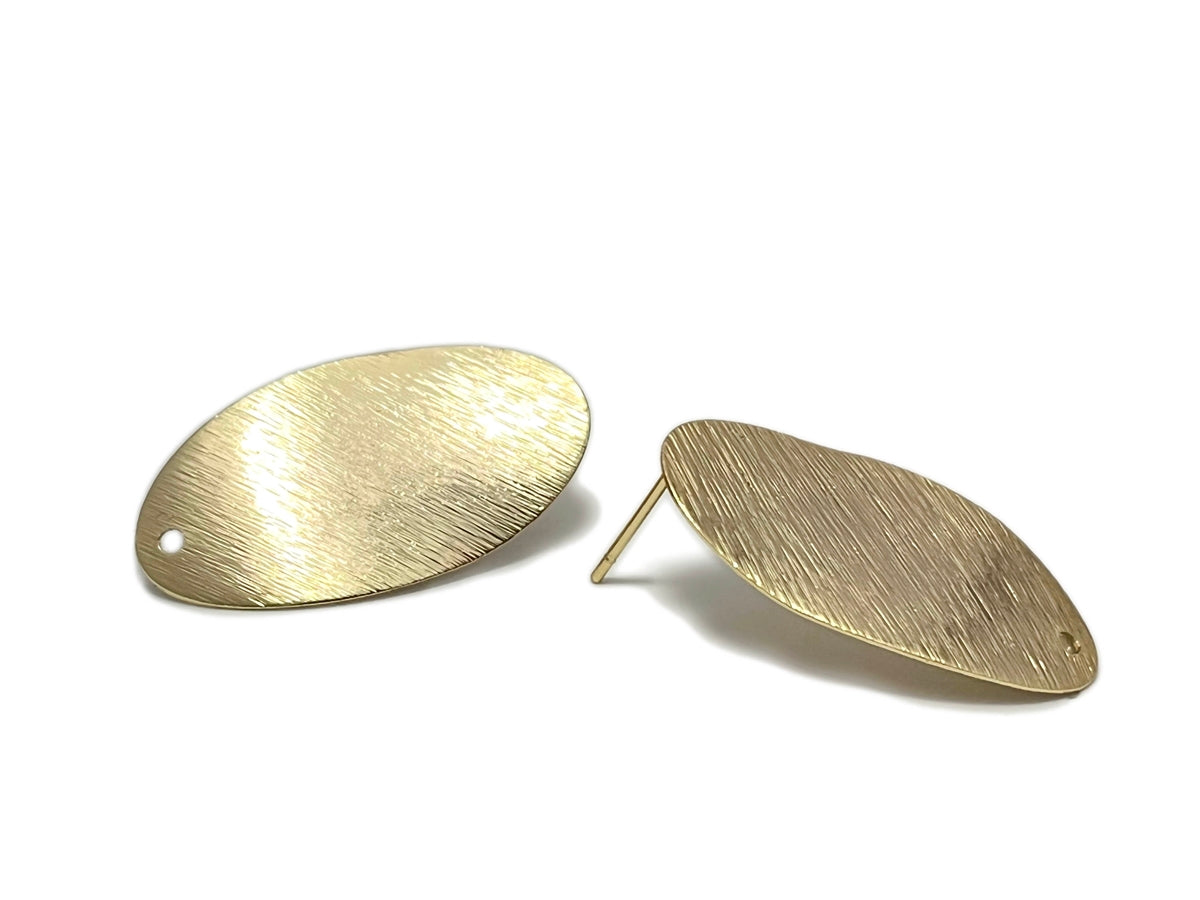 10PCS 15x30mm Gold plated brass oval earring accessory studs findings