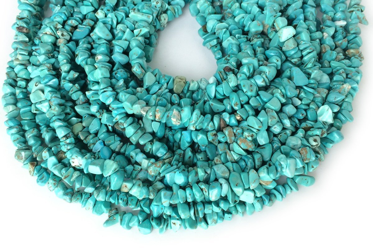34" Blue howlite ~5x10mm chips,blue Gemstone chips beads