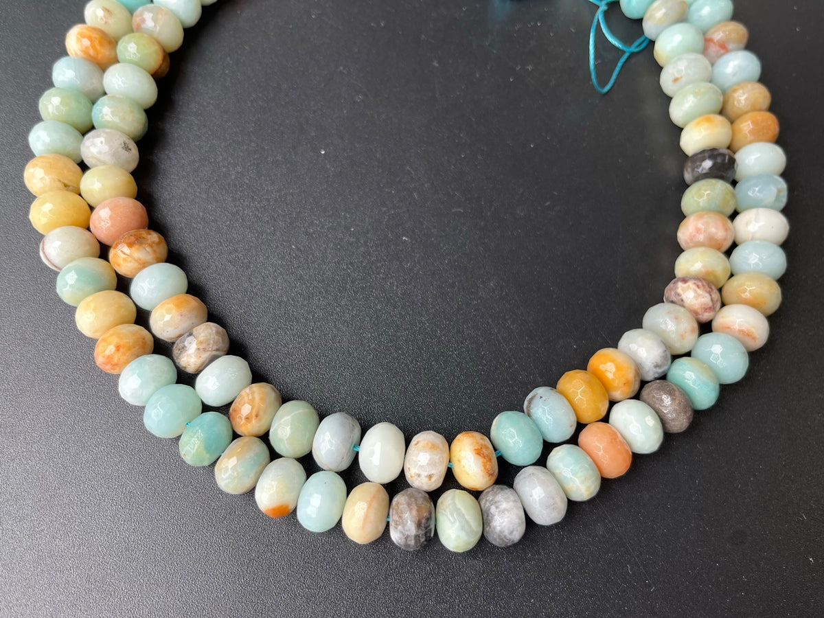 15" 8x12mm Natural amazonite stone rondelle beads, roundel faceted
