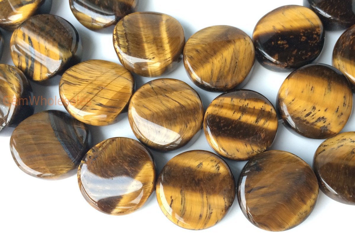 15.5" 16mm yellow tiger eye twisted coin, yellow tiger eye wave coin,semi precious stone