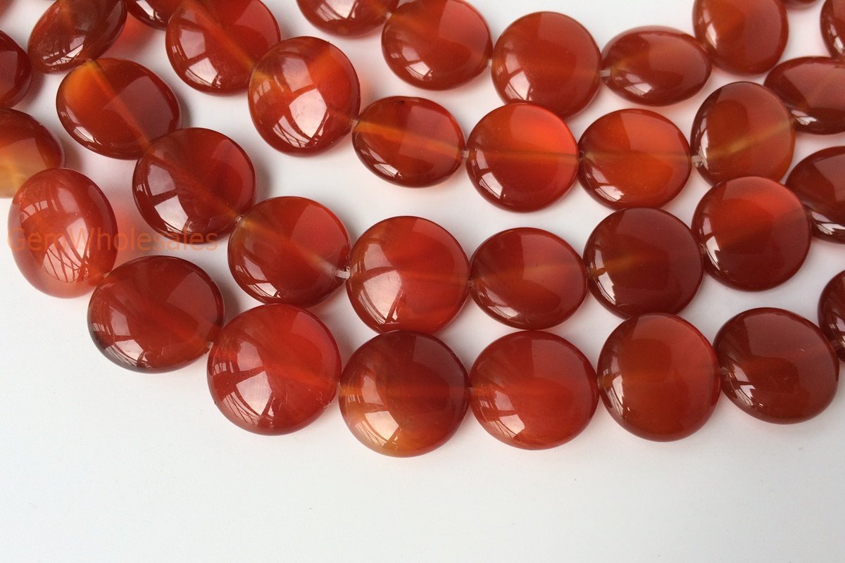 15.5" 12mm/14mm red Agate Coin beads Gemstone