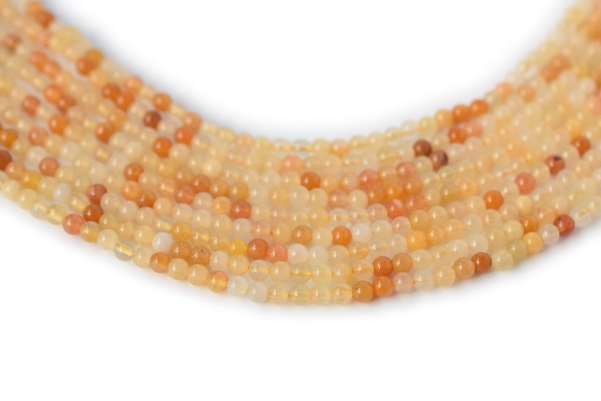 15.5" Yellow aventurine 2mm round beads, small yellow gemstone