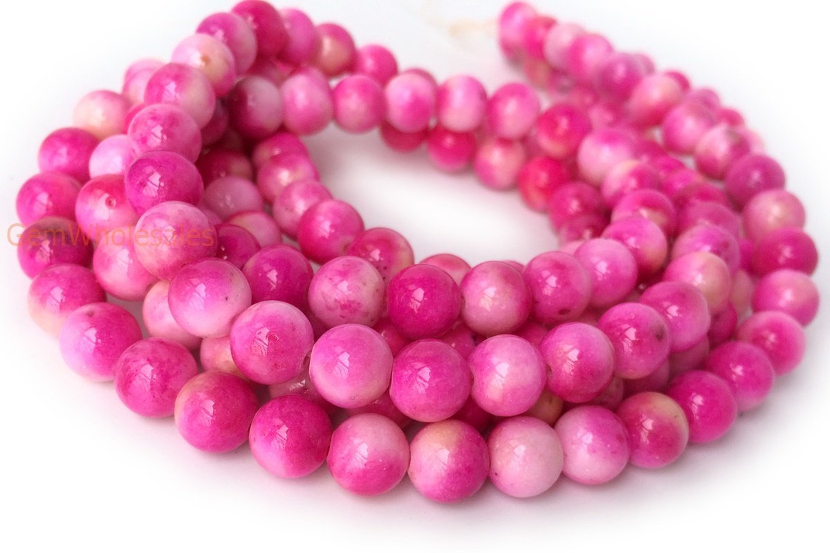 15.5" 8mm Rose red Dyed jade round jewelry beads supply X013
