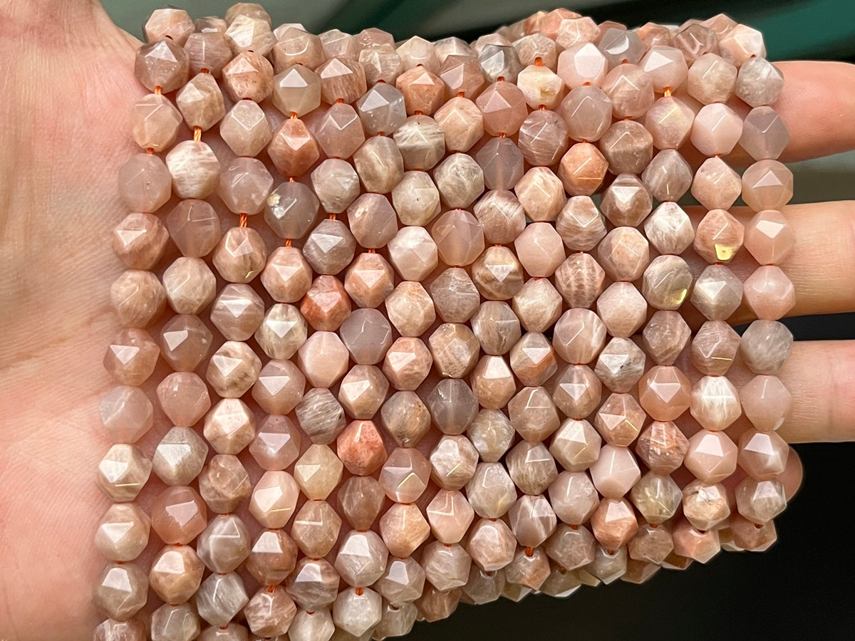 15“ 8mm/10mm natural Sunstone round star faceted beads