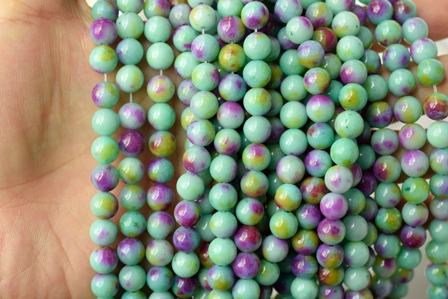 15.5" 10mm/12mm green dyed jade Round beads gemstone
