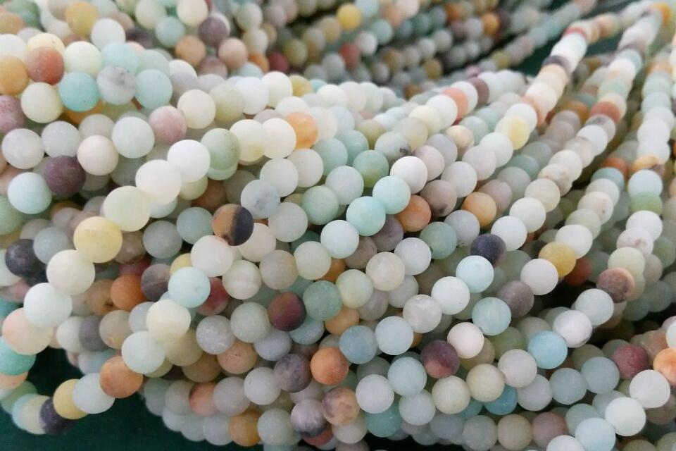 15" Matt finish Natural amazonite 4mm/6mm round beads,multi color gemstone beads