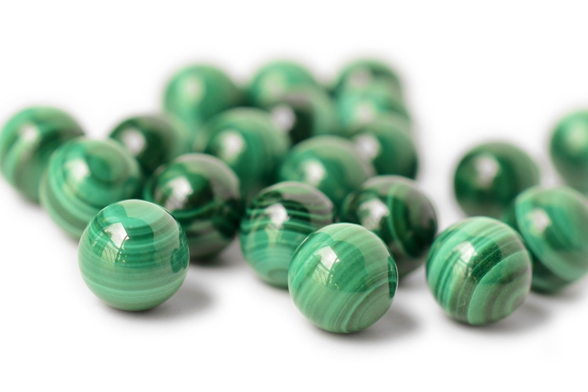 5PCS AA 10mm Genuine natural malachite undrilled round gemstone single beads