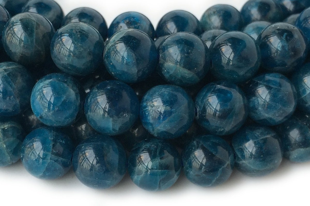 15.5" 6mm/8mm natural apatite dark blue stone round beads,AA