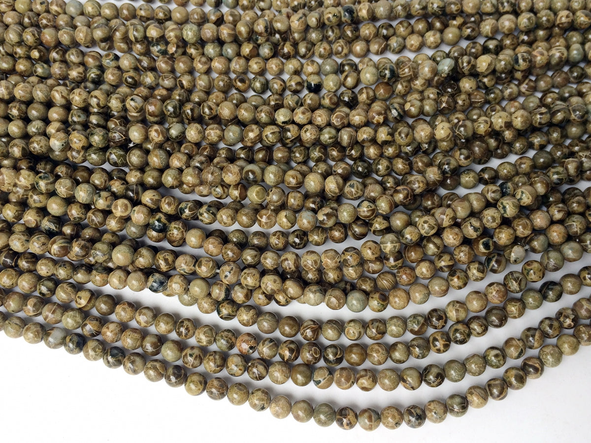 15.5" 4mm natural African army green jasper round beads