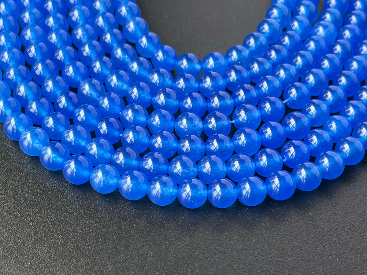 15" 6mm blue Malaysian jade Round beads