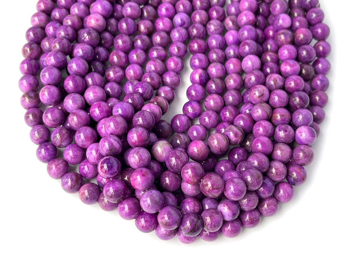 15" 10mm Dyed purple Sugilite color jade Round beads