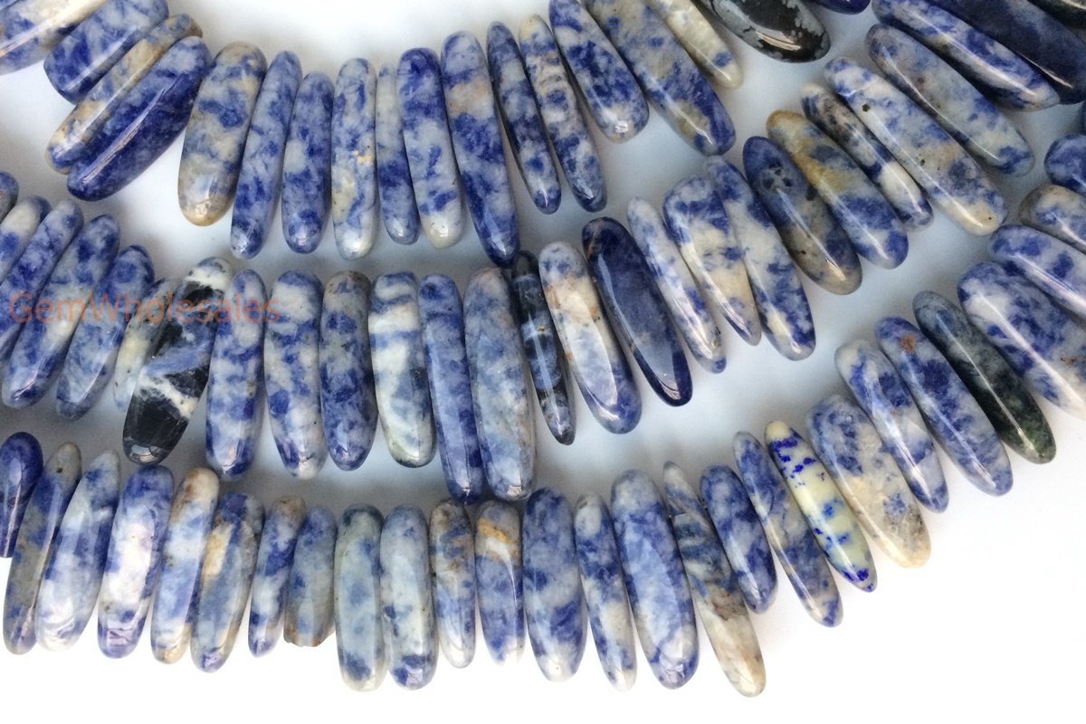 15.5" Natural blue spot stone tooth chips 15~20mm,long spike