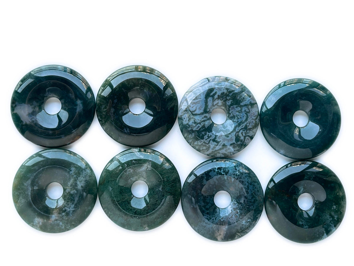 1PC 50mm natural green moss agate Round donut pendant