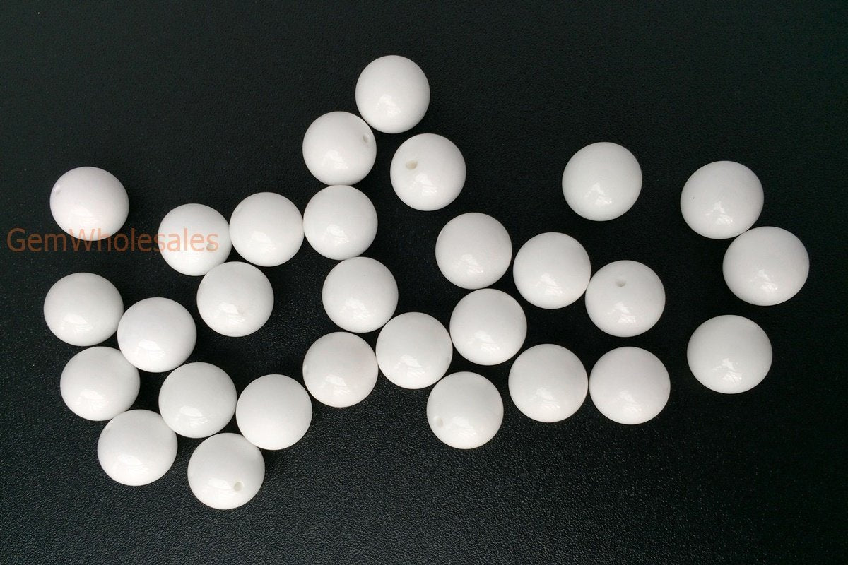 10PCS 10mm White agate/onyx half drilled hole round beads