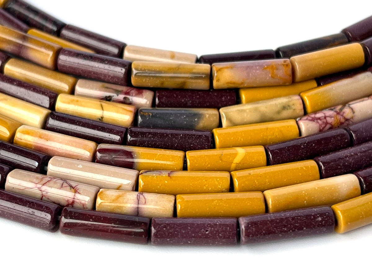 15" 4x13mm Natural moukaite (mookaite) round tubes/Cylinder beads