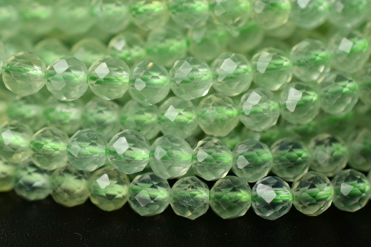 15.5" 4mm Natural Prehnite stone round faceted beads AAA
