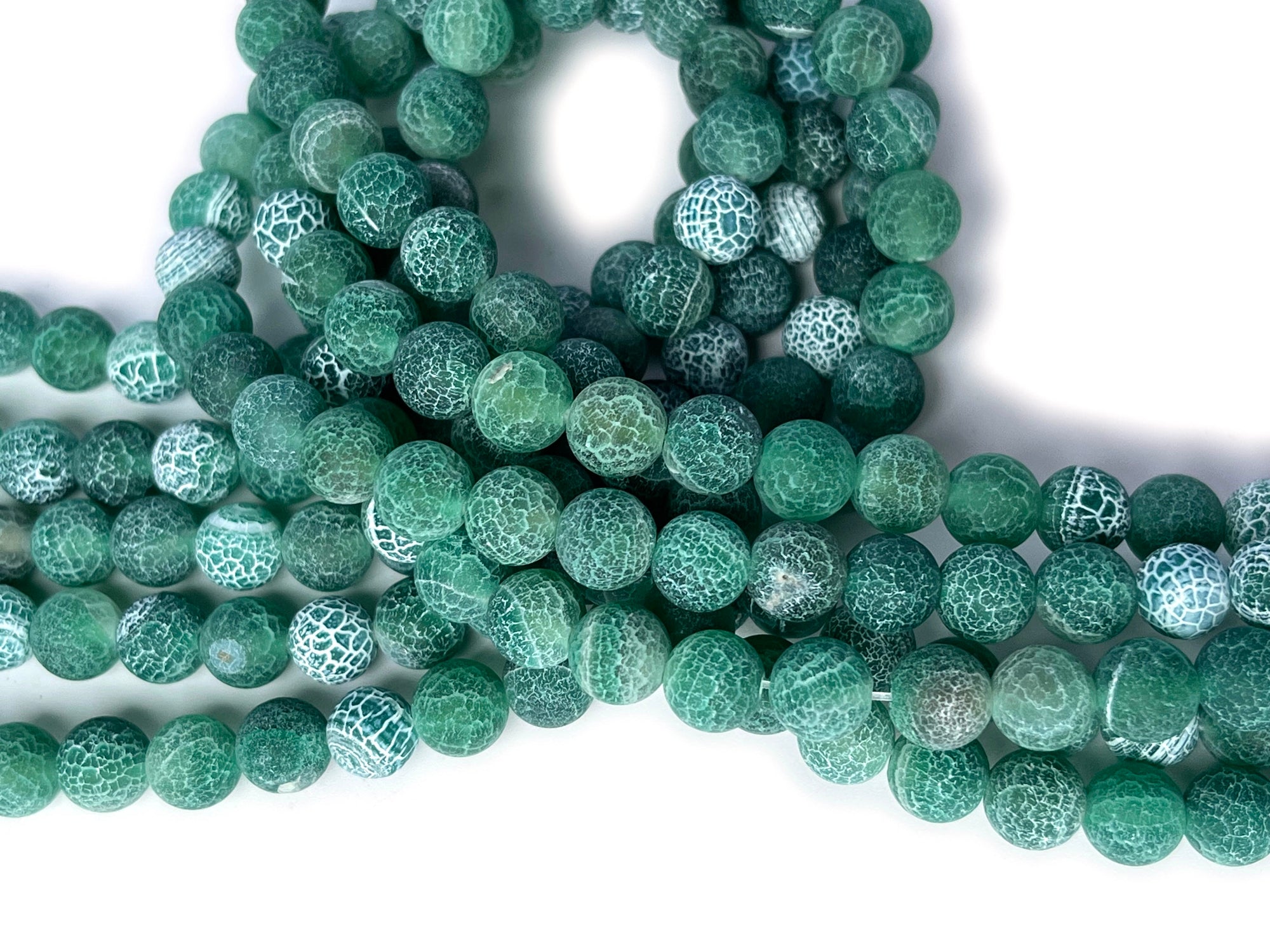 15" 8mm/10mm/12mm matte green fire dragon veins Agate Round beads