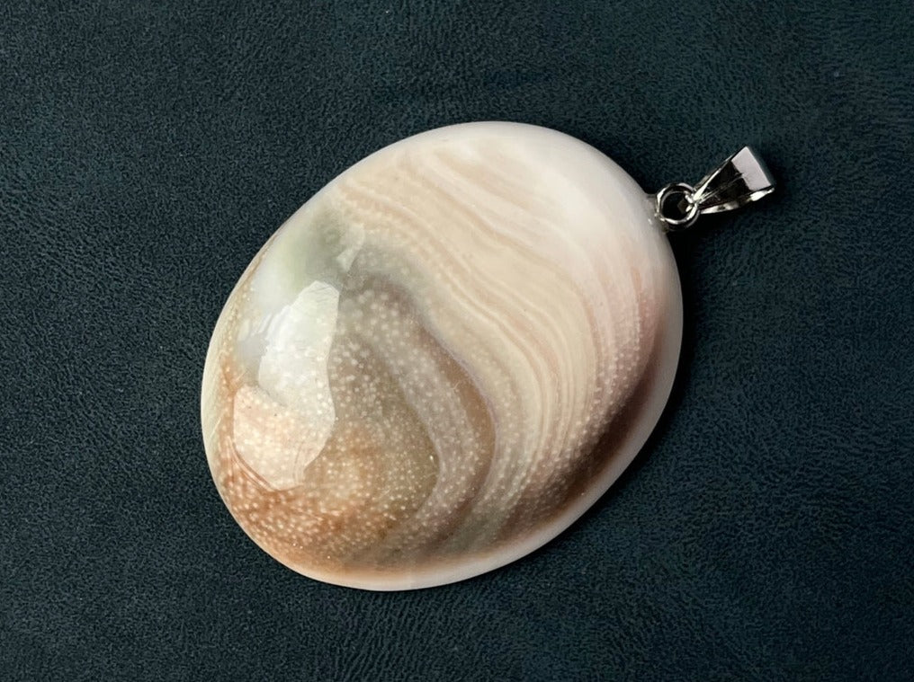 1PC 30~40mm Sun shell fossil oval pendant, solar spiral shell