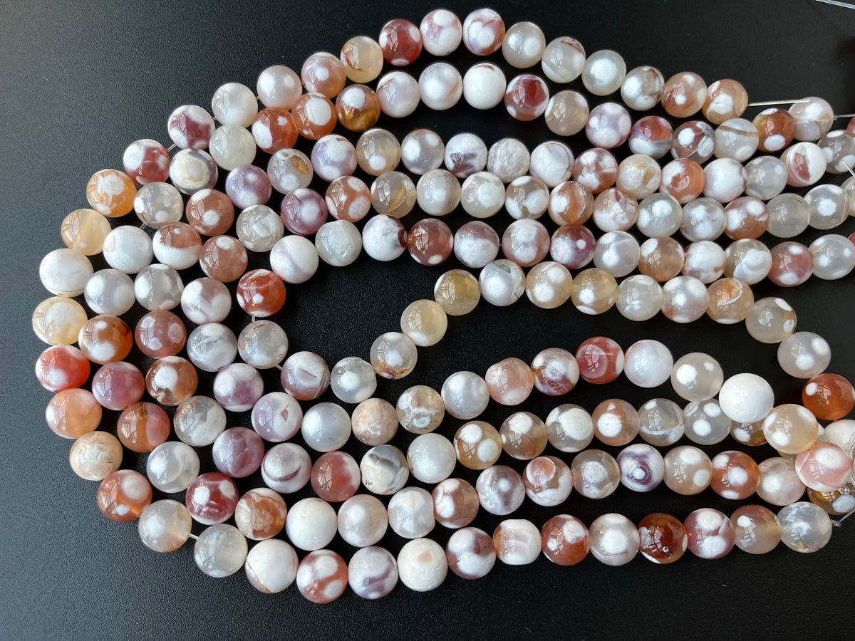 15" 10mm red white Dream Fire agate  multi color round beads