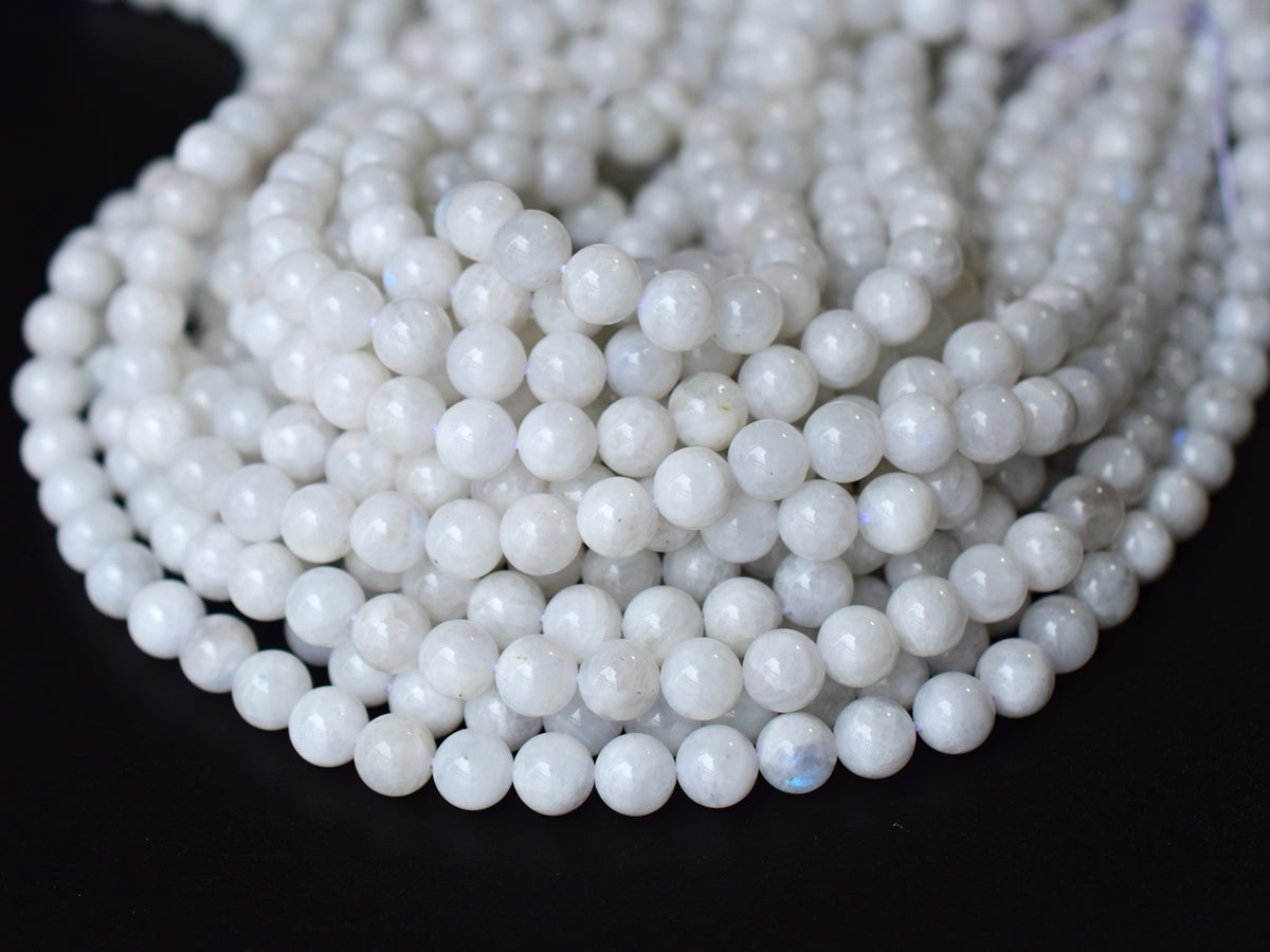 15.5" 8mm Genuine natural blue white Moonstone round beads A