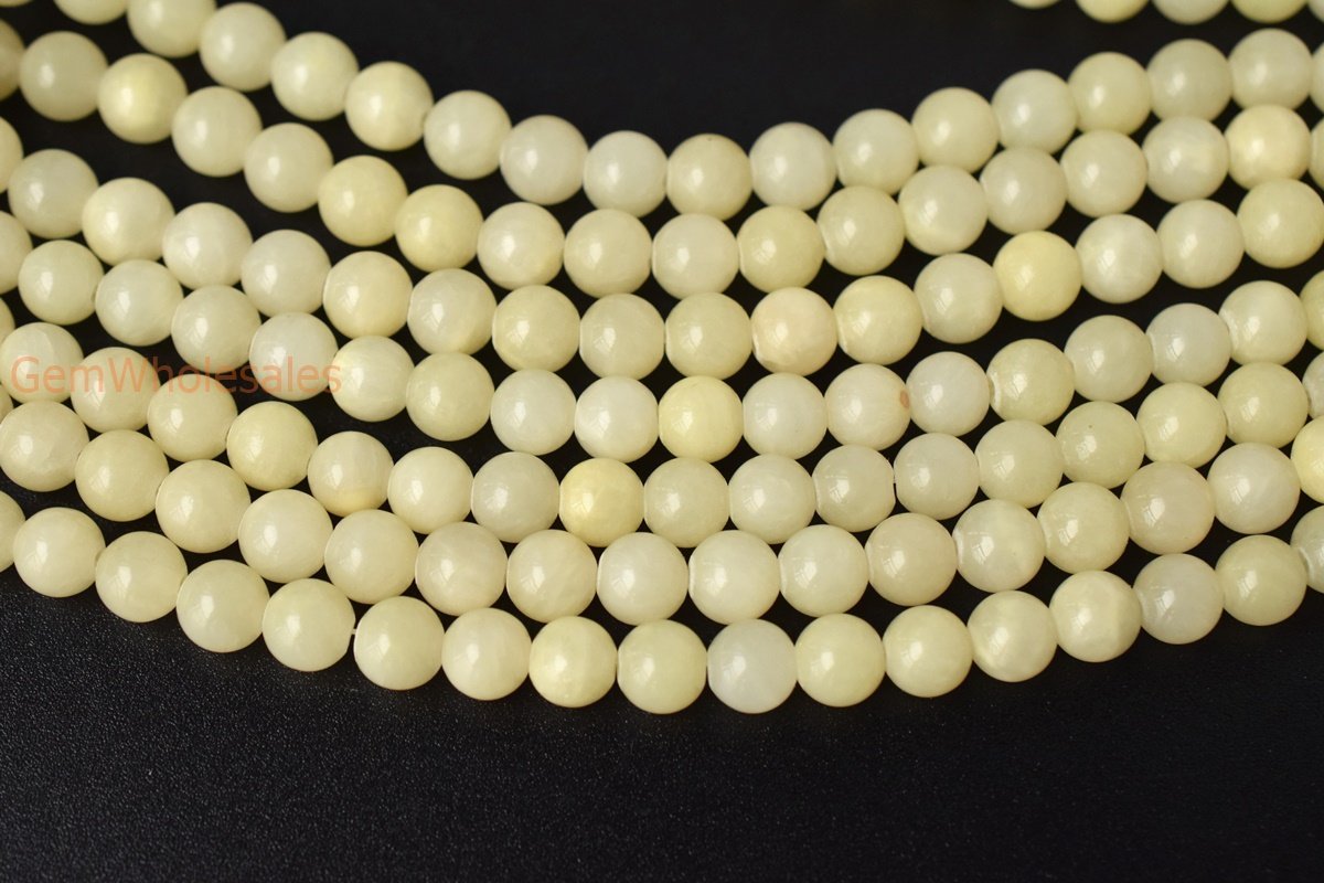 15.5" 6mm/8mm/10mm/12mm light yellow dyed jade Round beads gemstone