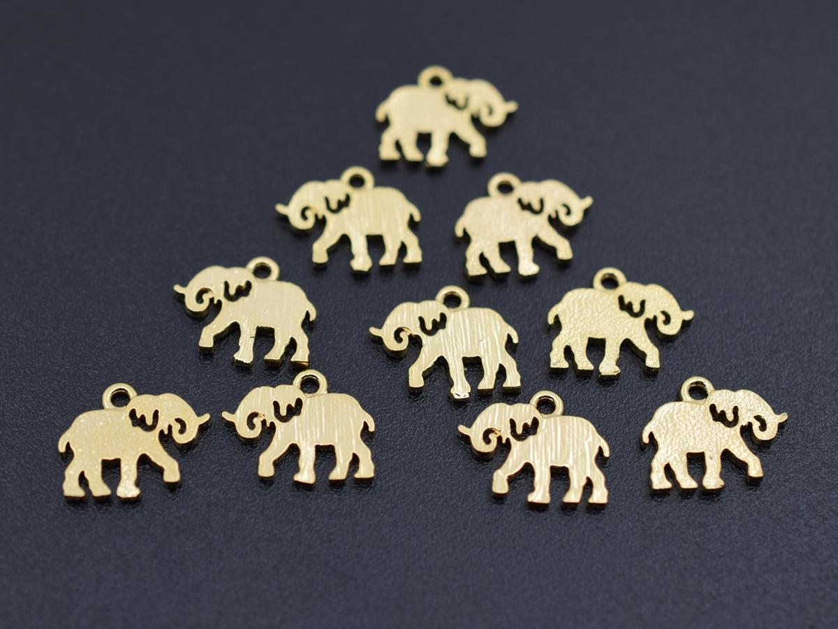5PCS 12x10mm gold plated brass elephant charms, jewelry findings