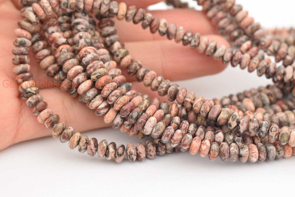 15.5" 6x3mm Natural leopard skin jasper rondelle beads,disc beads,roundel beads 6x3mm