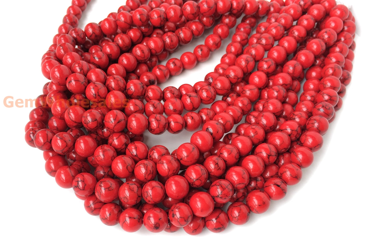 15“ 8mm/10mm/12mm Red Magnesite round Beads