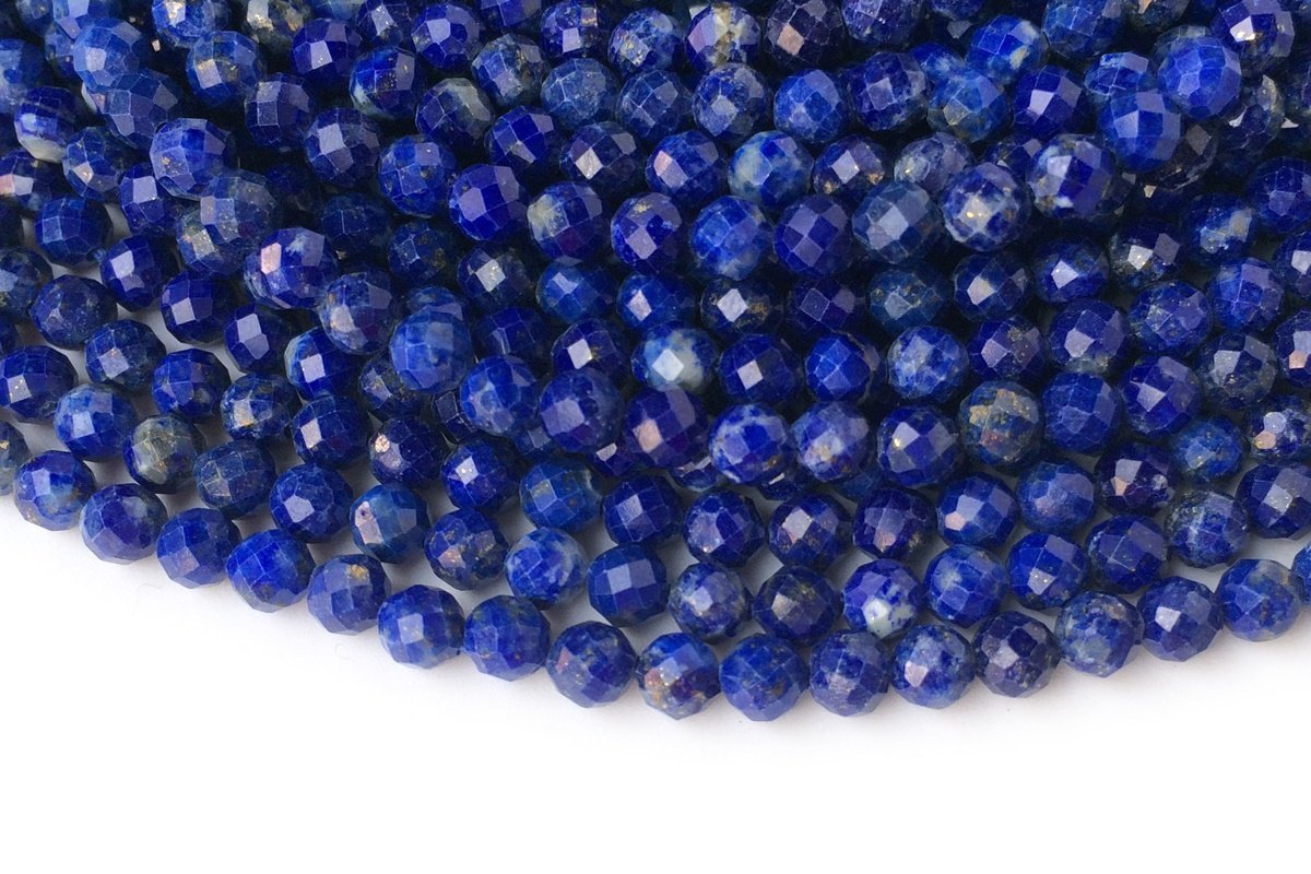 15.5" A natural Lapis lazuli stone 4mm round faceted beads Q3