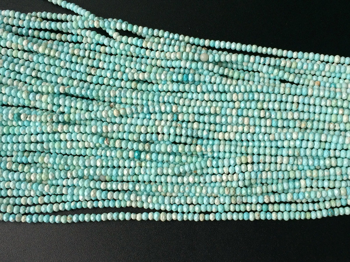 15.5" 2x4mm light Blue howlite roundel/rondelle faceted beads